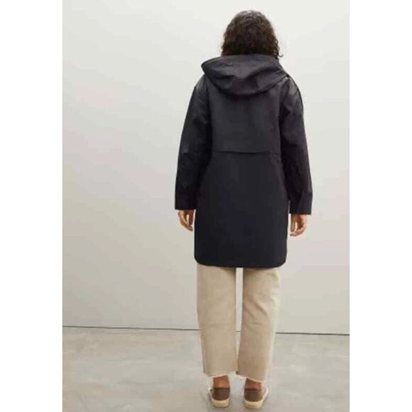 Everlane Womens ReNew Anorak Rain Coat Long Medium Black Hooded NWT - Picture 3 of 10